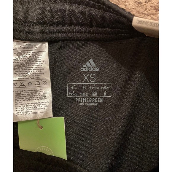 NEW Adidas Track Pants Size XS BLACK WITH GREY STRIPES (looks green in photo) - Picture 4 of 4
